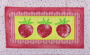 Strawberry Lemonade Lemons Pink Blue Polka Dot Moda Cotton Quilting Fabric Panel - Picture 1 of 6