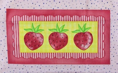 Strawberry Lemonade Lemons Pink Blue Polka Dot Moda Cotton Quilting Fabric Panel - Image 1 of 4