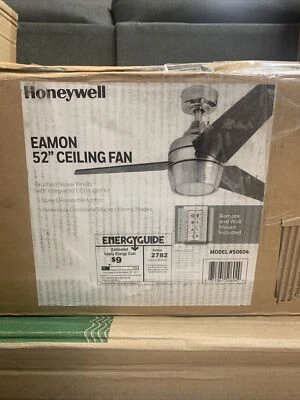Honeywell Ceiling Fans 50604-01 Eamon Fan, 52", Brushed Nickel, New Open Box - Image 1 of 3