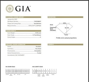 K Faint Brown / I1 Clarity Loose Oval Cut Natural Diamond GIA Certified 0.30 Ct - Picture 1 of 2