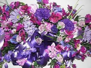 Deluxe Colorful Grave Pillow 28" x 20" Purple Red Pink Lavender Violet Cemetery - Picture 1 of 2