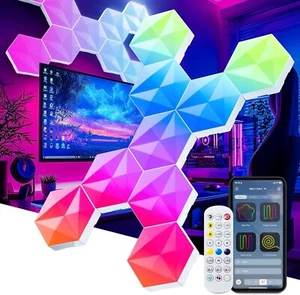 LPDISPLAY 10 Pack Smart Hexagon Light Panels, 55mm Side Length, with RGB-IC - Picture 1 of 7