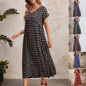 Dress for Women V-neck Fashion Solid Floral Dresses for Daily Wear Waist