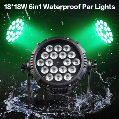 18x18W IP65 RGBWAUV 6 in 1 LED Par Lights Outdoor Waterproof Stage Light DMX512 - Image 1 of 4