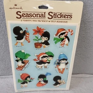 Hallmark Penguin Christmas Stickers Seasonal NIP 4 Sheets NOS - Picture 1 of 6