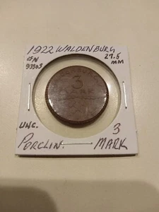 1922 Germany 3Mark Coin Porclin, UNC. - Picture 1 of 4