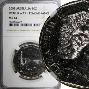 Australia 2005 50 CENTS NGC MS64 World War II Remembrance TOP GRADED KM# 746 (0) - Picture 1 of 5