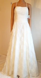 GALINA NWT  White/Ivory Lace Wedding Dress Bridal Gown Custom Size 8    - Picture 1 of 10