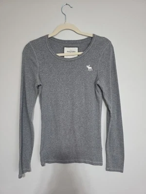 Blusa Abercrombie & Fetch tamanho G logotipo cinza anos 90 anos 90 Preppy manga longa - Imagem 1 de 4