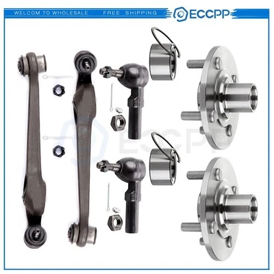6pc Front Wheel Hub & Bearing Control Arm Tie Rod Kit For 94-02 Saturn SC1 SC2 - Image 1 of 4
