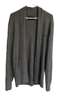 Allsaints Men’s Gray Embroidered Mode Merino Open Cardigan- Size XL - Picture 1 of 12