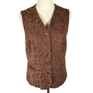 Chaleco Talbots Mujer Talla 8 Marrón Dorado Floral Tapiz Carrera Fiesta De Colección - Imagen 1 de 13