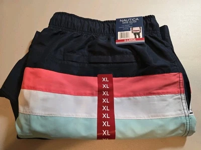 Nautica Masculino Secagem Rápida Elástico Cordão Praia Natação Deck Baús Coral Extra Grande - Novo com etiquetas - Imagem 1 de 3