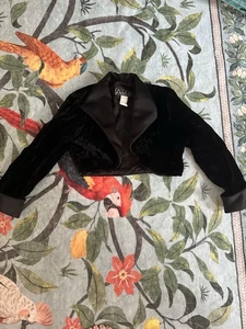 Alex Evenings Black Deep V One Button Velvet Blazer Jacket Women XL - Picture 1 of 3