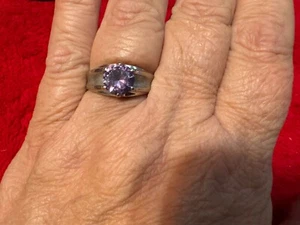 Vintage Men's Ring 10K White Gold with Color Changing Sapphire Size 9 - Picture 1 of 11
