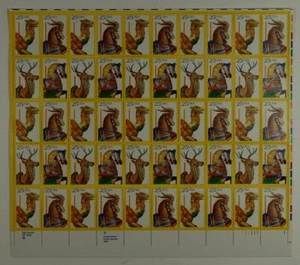 US SCOTT 2390 - 93 PANE OF 50 CAROUSEL ANIMAL STAMPS 25 CENT FACE MNH - Picture 1 of 1