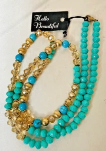 Collar de moda para mujer SteinMart Crystal Collection azul turquesa con cuentas 1426 - Imagen 1 de 9
