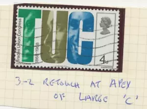 GB 1968, 4 d „T.U.C.“ and Trade Unionists FU, rare VARIETY: RETOUCH ON LARGE „C“ - Picture 1 of 1