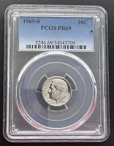 1969-S Roosevelt Dime PCSG PR69 losa a prueba súper brillante *Envío gratuito* - Imagen 1 de 4