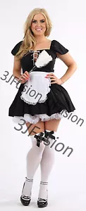 Women Sexy French Maid Adult Uniform Fancy Dress Costume Outfit FREE POST (CL) - Picture 1 of 9