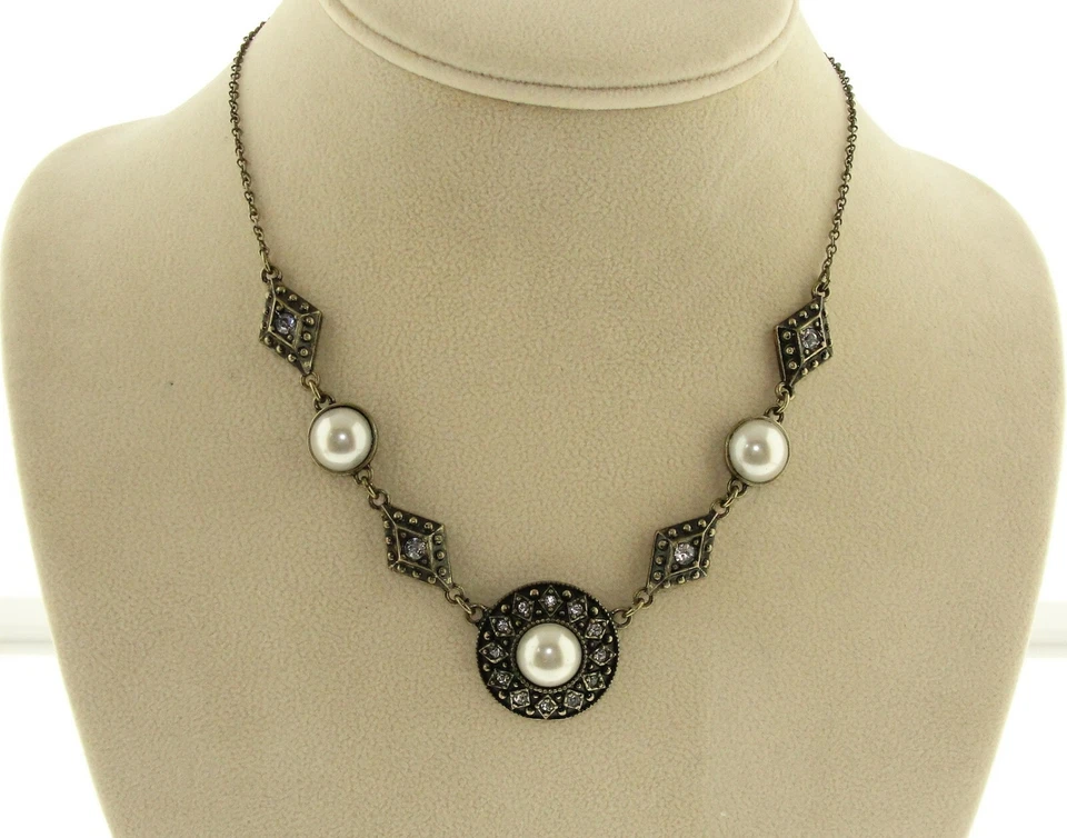 雅芳复古风格珍珠项链人造梨和水钻珠宝首饰 — 第 1/1 张图片