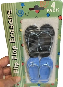 DE COLECCIÓN CHANCLAS BORRADOR 2 PARES AZUL NEGRO SELLADO ÚTILES ESCOLARES BORRAR TANGA SANDALIA - Imagen 1 de 5