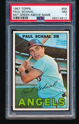 Topps Paul Schaal 1967 murciélago verde sobre el nombre #58 PSA 7 Foto 1 de 2