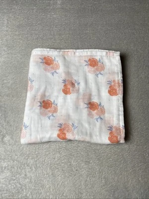 Aden + Anais 花卉理想婴儿毯玫瑰白色橙色花朵襁褓薄纱 — 第 1/4 张图片