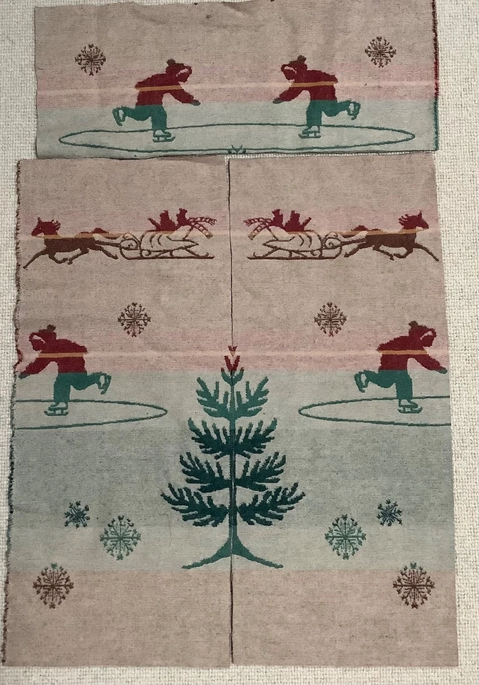Pendleton wool Rare Jacquard Fabric remnants  3pcs Winter Scene - Image 1 of 1
