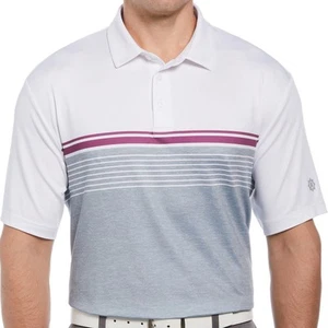 Men's Ben Hogan Chest Print Polo - Bright White/Amethyst SM - Picture 1 of 2