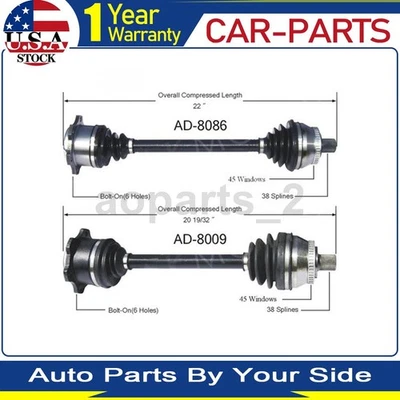 2 Front TrakMotive CV Axle Joint Shaft For Audi A8 Quattro 1999 1998 1997 - Image 1 of 3