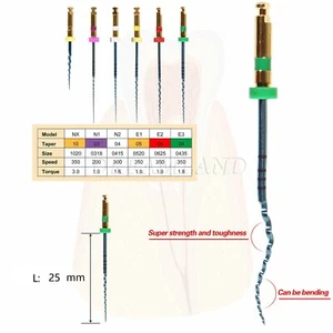 6PCS Dental Endo NITI Rotary Files Assorted 6 Files for Curved Canal 25mm OR - Picture 1 of 13