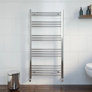 Heated Towel Rail Chrome 1200 x 600mm Flat Bathroom Wall Mounted Steel - Picture 1 of 11