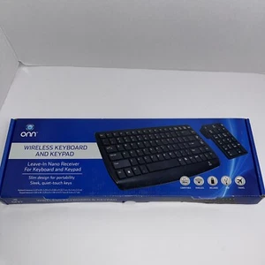 Onn Wireless Keyboard and Keypad Nano USB Receiver Combo 2.4GHz - Picture 1 of 4