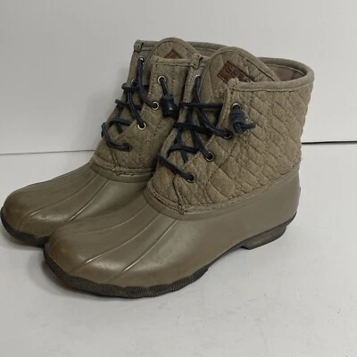 Sperry Top-Sider Mujer TALLA 7.5 M Bota Pato Agua Salada Gris Claro Cuerda Tobillo Foto 1 de 4