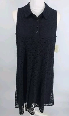 Dana Buchman Size 8 Sleeveless Black Lace Collar Fully Lined Hi Low Dress   - Image 1 of 4