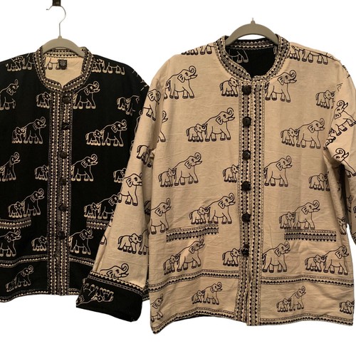 OFF WHITE I.T.F Giacca Donna Piccola Media Shacket Reversibile Nero Bianco Stampa Elefante