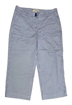 "Pantalones de cubierta recortados Talbots talla 6p pequeños azules blancos a rayas pierna ancha entrepierna de 23""" Foto 1 de 4