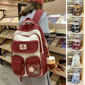Cute Campus Preppy Backpack Large Capacity Multi-pocket Bags Women Primary Junio - Picture 1 of 18
