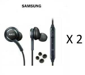 2 x Samsung AKG EO-IG955 Black Earphones In-Ear Headsets for S9, S8+, Note 8 - Picture 1 of 6