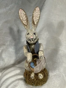 Upright Easter Bunny Figurine Folk Art Style - Picture 1 of 4