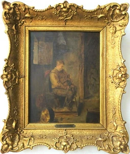 Ludwig von Hagn (1819-1898) Der Schlafender Diener Historische Museums Ölgemälde - Bild 1 von 13