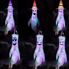 (1)LED Light Up Ghost Windsocks Halloween Decorations With Witch Hats Haunted