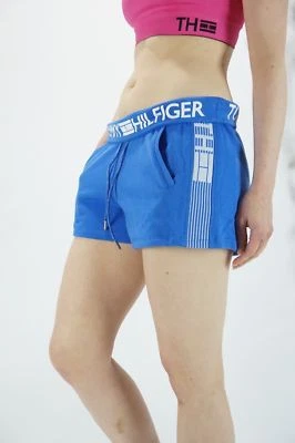 NUEVO CON ETIQUETAS $39 TOMMY HILFIGER SPORT Pantalones Cortos Atléticos Eléctricos Azul Algodón Para Mujer GRANDES Foto 1 de 4