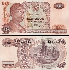 Indonesia 10 Rupiah 1968, UNC, P-105, General Sudirman - Picture 1 of 3
