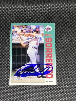 Paul Sorrento Minnesota Twins 1992 Fleer Signed Auto Card #218 ~ COA - Image 1 of 3
