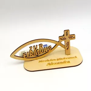 Geldgeschenk zur Firmung Personalisiert Namensgravur Christlich mit Fisch - Bild 1 von 2