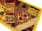 40" Vintage Décor Art Handcrafted Sari Beaded Table Runner Linen Throw Tapestry