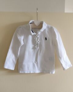 Ralph Lauren niemowlęcy maluch rozm. 2T biały rękaw 100% bawełna top koszulka polo