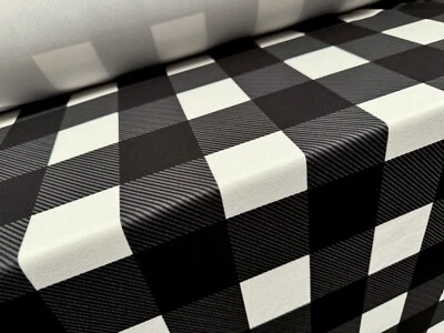 Scuba Crepe Stretch Spandex Jersey Fabric, Per Metre - Buffalo Check - Charcoal - Image 1 of 3